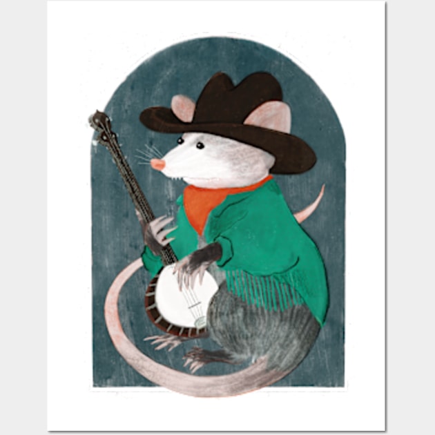 Banjo Trash Cat Opossum Wall Art by Delaserratoyou